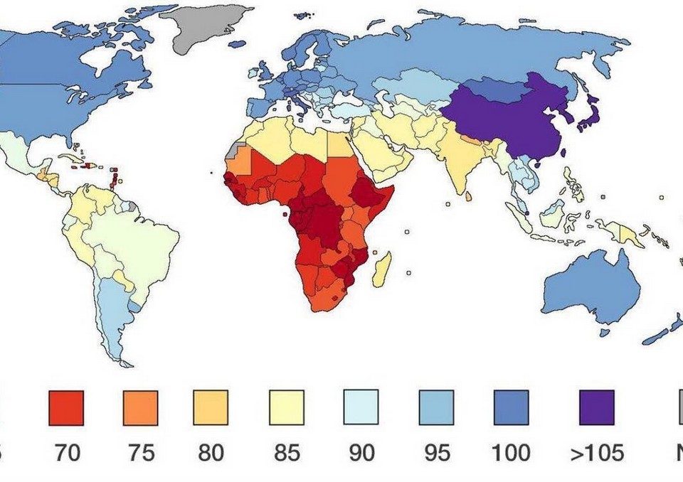 Harta IQ-ului în Europa și în lume